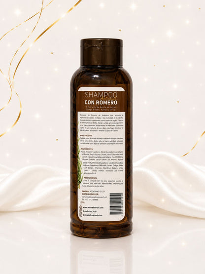 Shampoo Anticaída con Romero y Extracto de Aceite de Argán, Ginkgo Biloba, Ajenjo y Ortiga